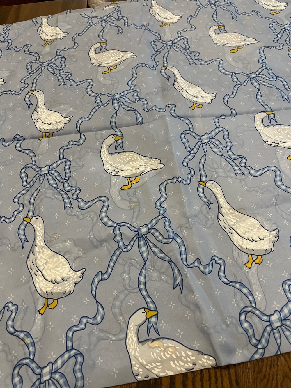 Vintage country geese poly PrintWhite Geese fabric